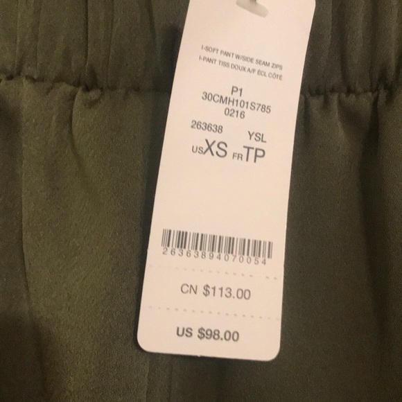 BeBe Khaki Green Elastic Waist & ankle zipper pant - Picture 2 of 5